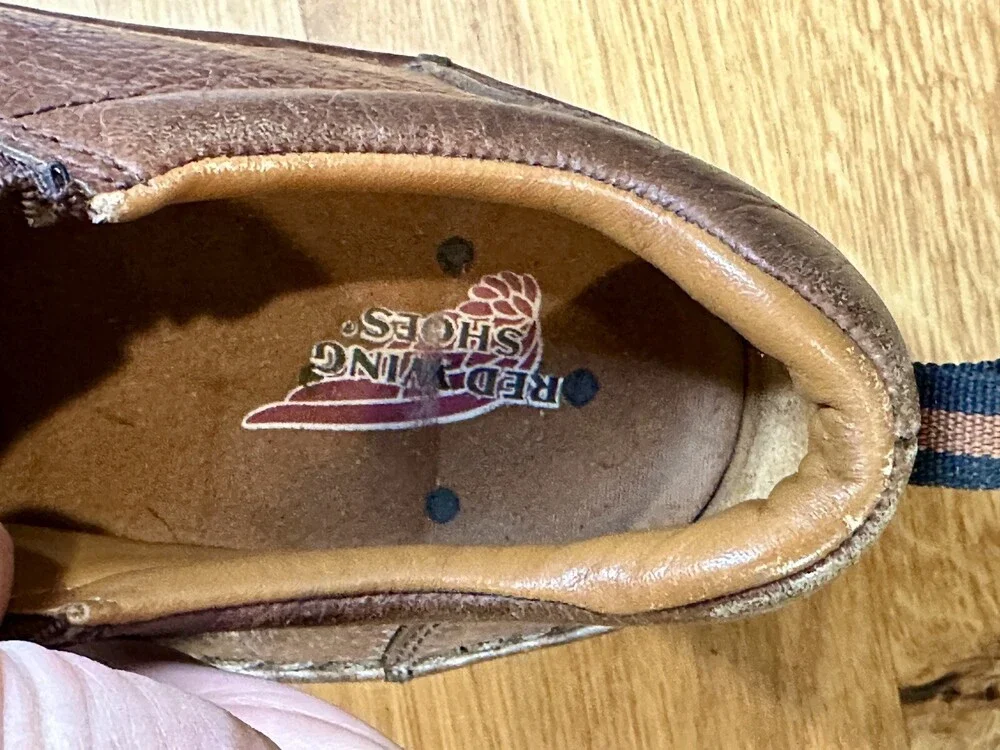 Red Wing 6702 Slip On Aluminum Toe Shoes Sz 10 D Brown Leather Slip Resistant